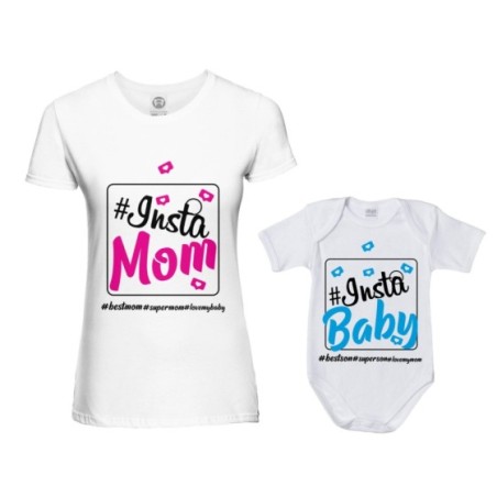 Coordinato t-shirt e body neonato madre figlio insta mom insta baby Per la mamma