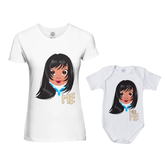 Coordinato t-shirt e body neonata madre figlia me pocahontas mini pocahontas Per la mamma