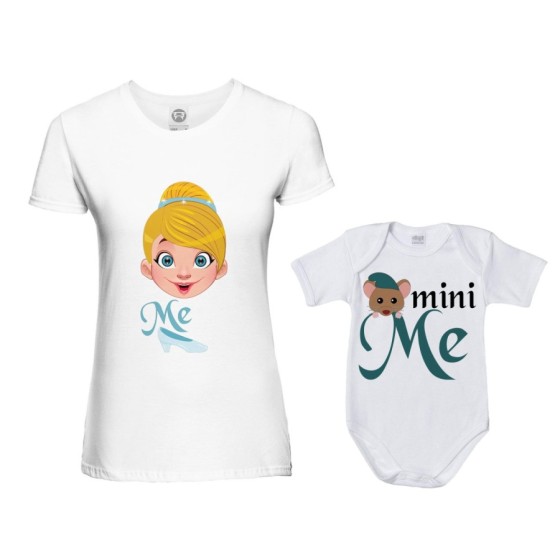 Coordinato t-shirt e body neonato madre figlio me cenerentola mini topino Per la mamma