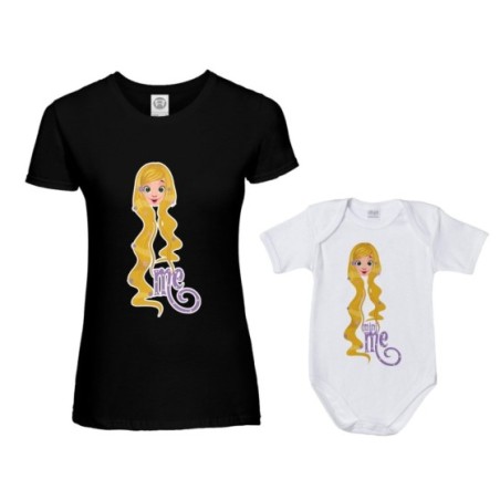 Coordinato t-shirt e body neonata madre figlia me...