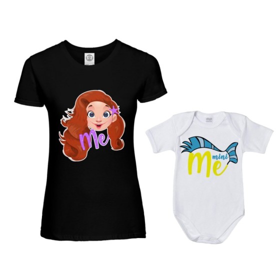Coordinato t-shirt e body neonato madre figlio me ariel mini flounder Per la mamma