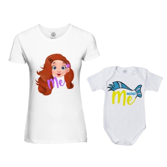 Coordinato t-shirt e body neonato madre figlio me ariel mini flounder Per la mamma 2