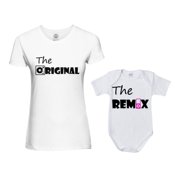 Coordinato t-shirt e body neonato madre figlio the original the remix music Per la mamma