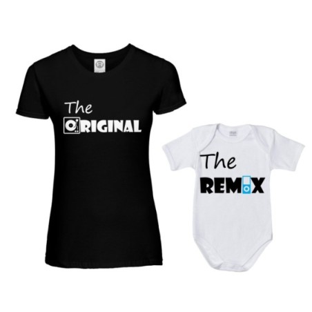Coordinato t-shirt e body neonato madre figlio the original the remix music Per la mamma