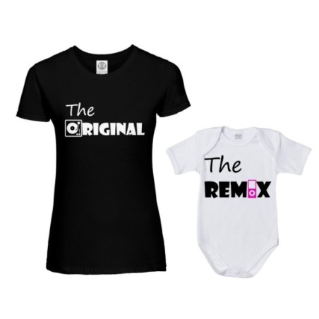 Coordinato t-shirt e body neonato madre figlio the original the remix music Per la mamma
