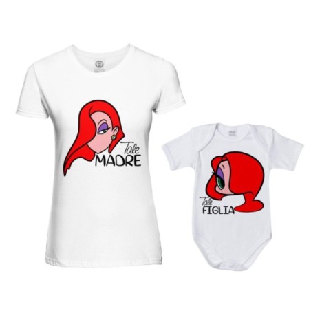 Coordinato t-shirt e body neonata madre figlia tale madre jessica rabbit  tale figlia jessica rabbit Per la mamma