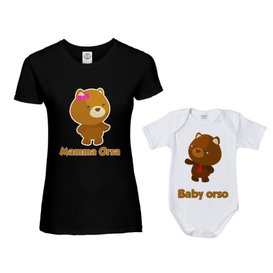 Coordinato t-shirt e body neonato madre figlio mamma orsa baby orso Per la mamma 2