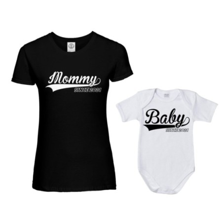 Coordinato t-shirt e body neonato madre figlio...