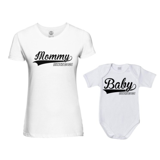 Coordinato t-shirt e body neonato madre figlio personalizzato con anno mommy since baby since Per la mamma 2