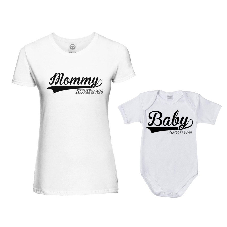Coordinato t-shirt e body neonato madre figlio personalizzato con anno mommy since baby since Per la mamma