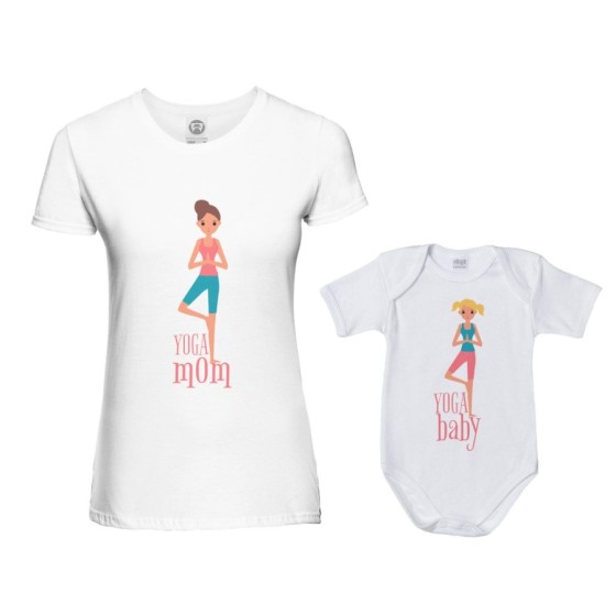 Coordinato t-shirt e body neonata madre figlia yoga mom yoga baby Per la mamma 2