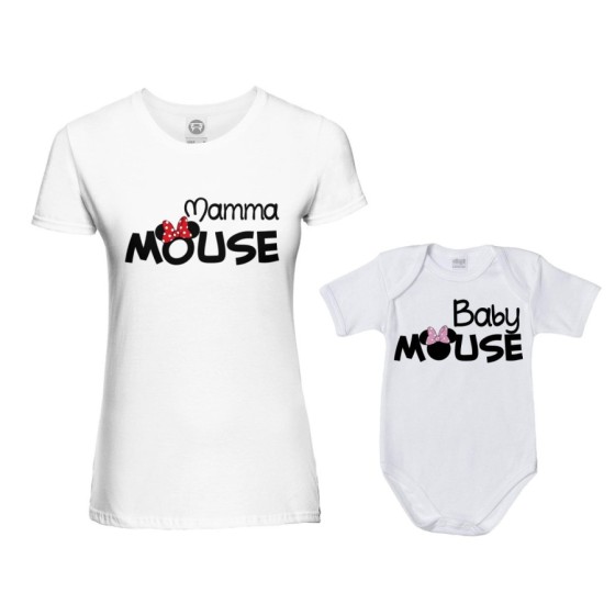 Coordinato t-shirt e body neonata madre figlia mamma minnie mouse baby minnie mouse Per la mamma