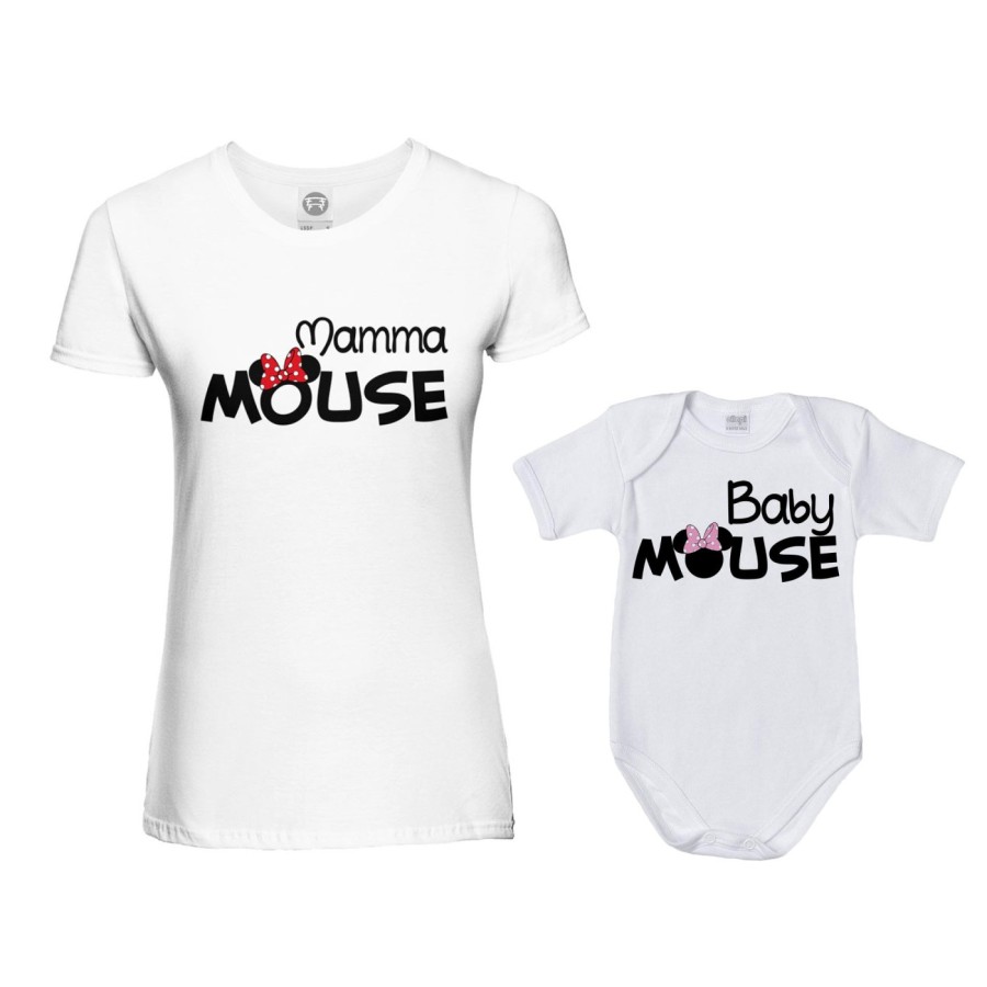 Coordinato t-shirt e body neonata madre figlia mamma minnie mouse baby minnie mouse Per la mamma