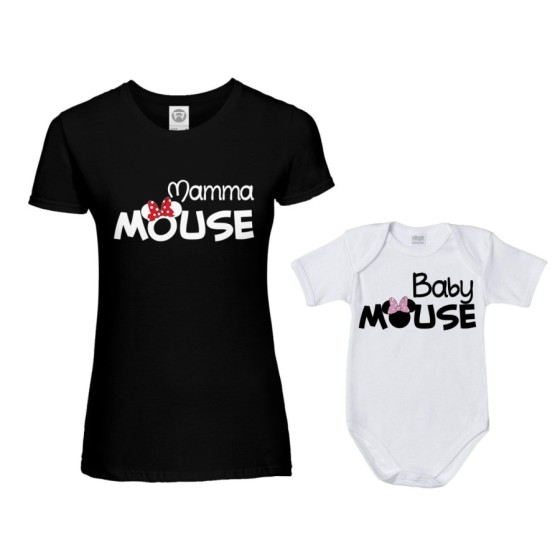 Coordinato t-shirt e body neonata madre figlia mamma minnie mouse baby minnie mouse Per la mamma 2