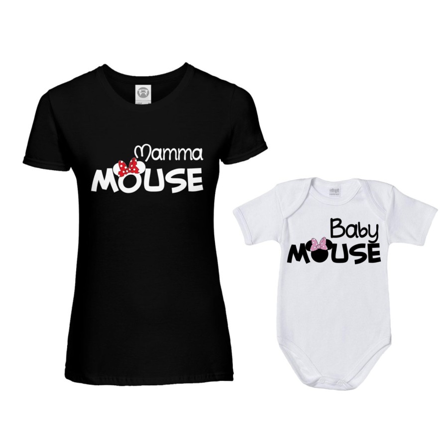 Coordinato t-shirt e body neonata madre figlia mamma minnie mouse baby minnie mouse Per la mamma
