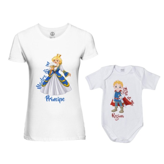 Coordinato t-shirt e body neonato madre figlio madre di un principe figlio di una regina Per la mamma