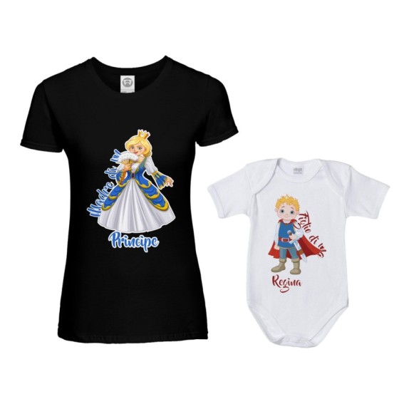 Coordinato t-shirt e body neonato madre figlio madre di un principe figlio di una regina Per la mamma 2