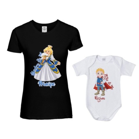 Coordinato t-shirt e body neonato madre figlio madre di un principe figlio di una regina Per la mamma