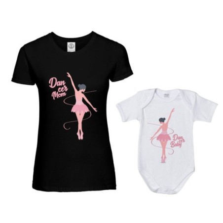 Coordinato t-shirt e body neonata madre figlia dancer mom...
