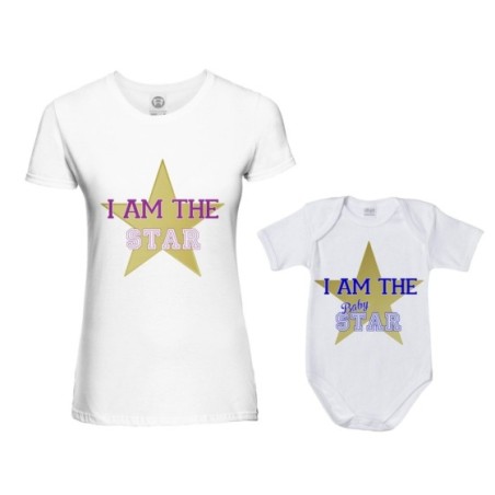 Coordinato t-shirt e body neonato madre figlio i am the star i am the baby star Per la mamma