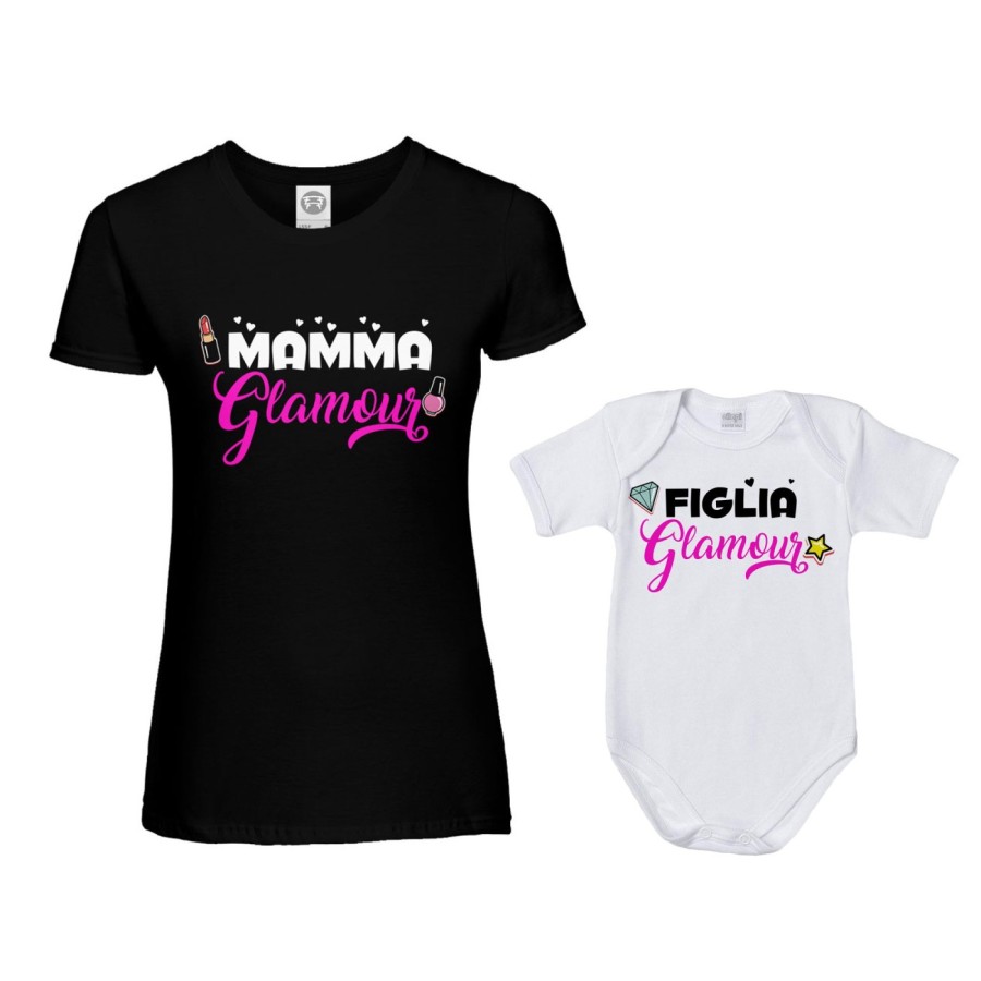 Coordinato t-shirt e body neonata madre figlia mamma glamour figlia glamour Per la mamma
