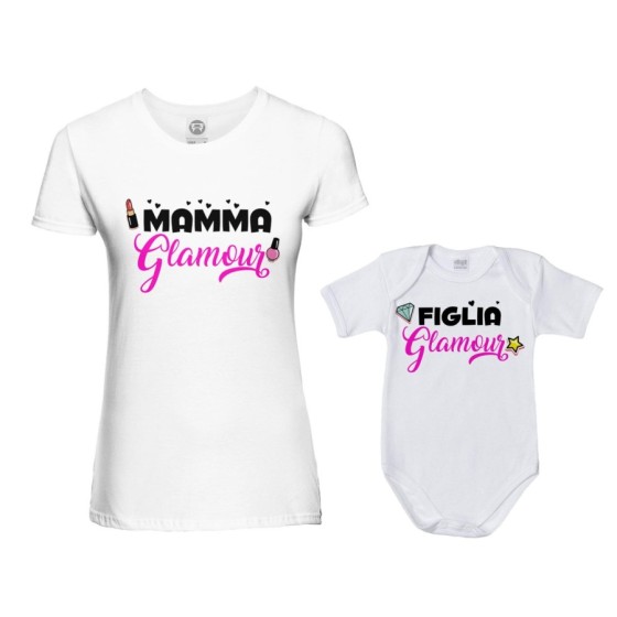 Coordinato t-shirt e body neonata madre figlia mamma glamour figlia glamour Per la mamma 2