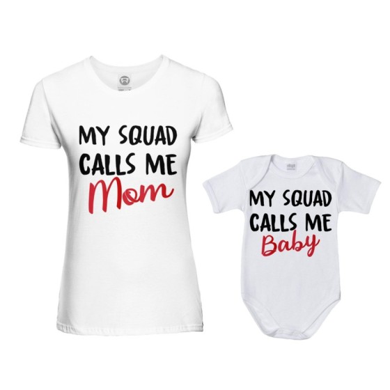 Coordinato t-shirt e body neonato madre figlio my squad calls me mom Per la mamma