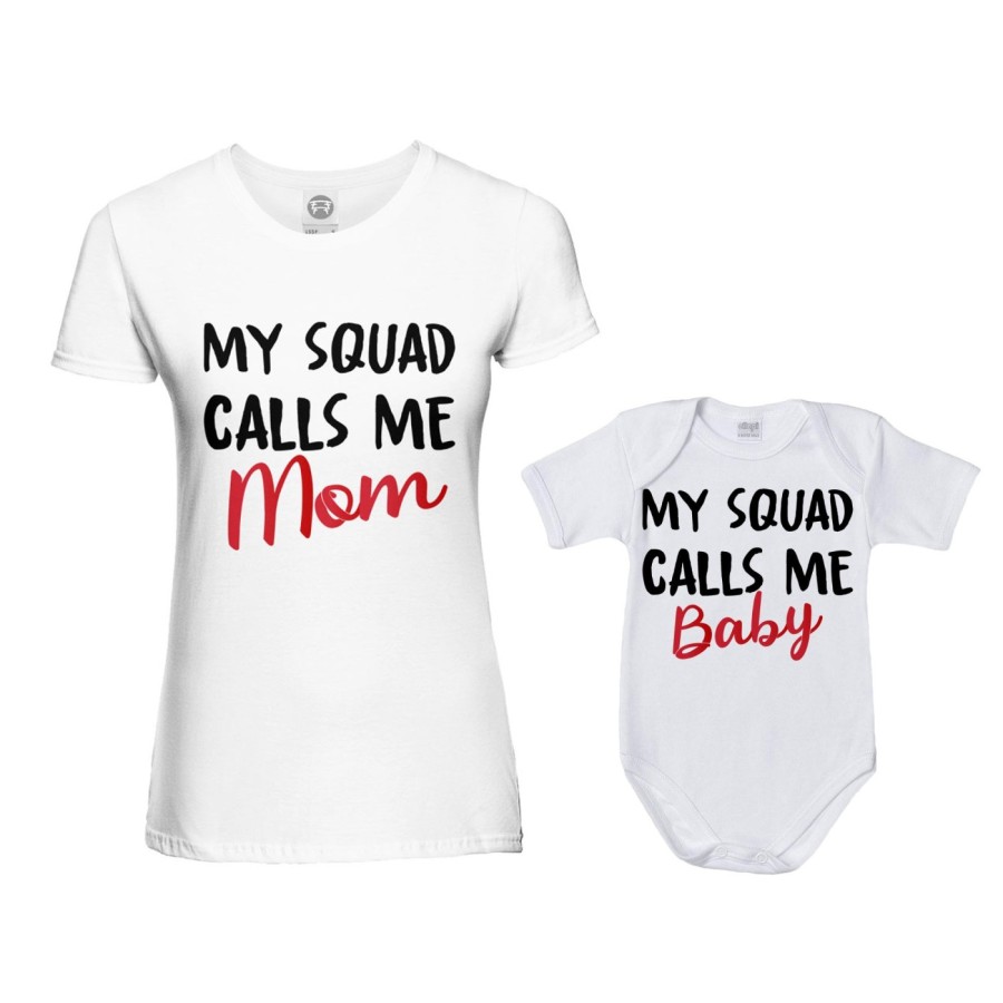 Coordinato t-shirt e body neonato madre figlio my squad calls me mom Per la mamma