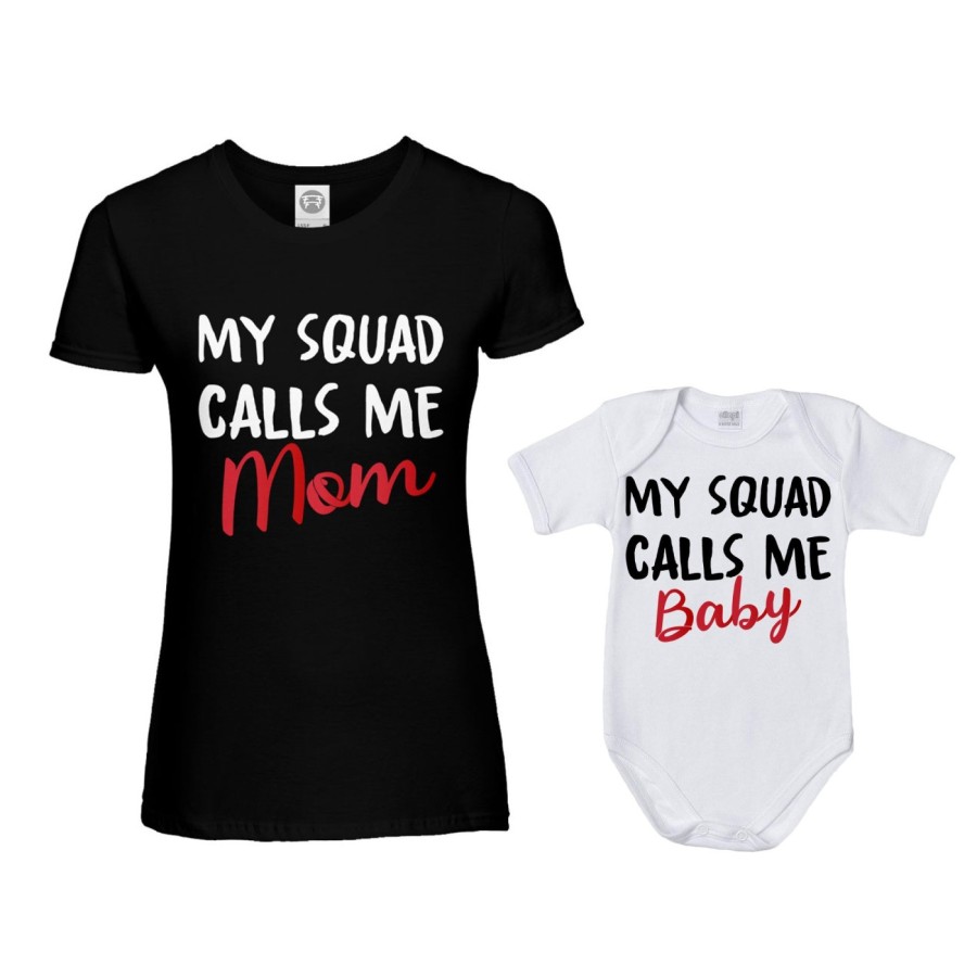 Coordinato t-shirt e body neonato madre figlio my squad calls me mom Per la mamma