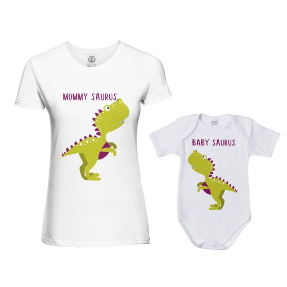 Coordinato t-shirt e body neonato madre figlio mommy saurus baby saurus Per la mamma