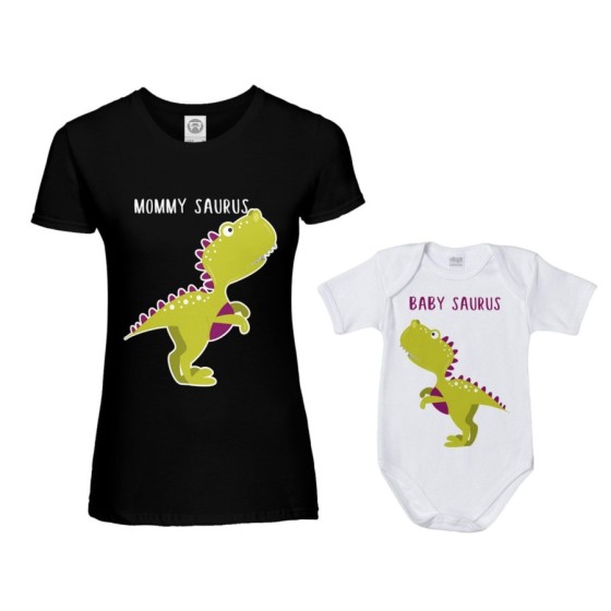 Coordinato t-shirt e body neonato madre figlio mommy saurus baby saurus Per la mamma 2