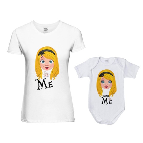 Coordinato t-shirt e body neonata madre figlia me alice mini alice Per la mamma 2