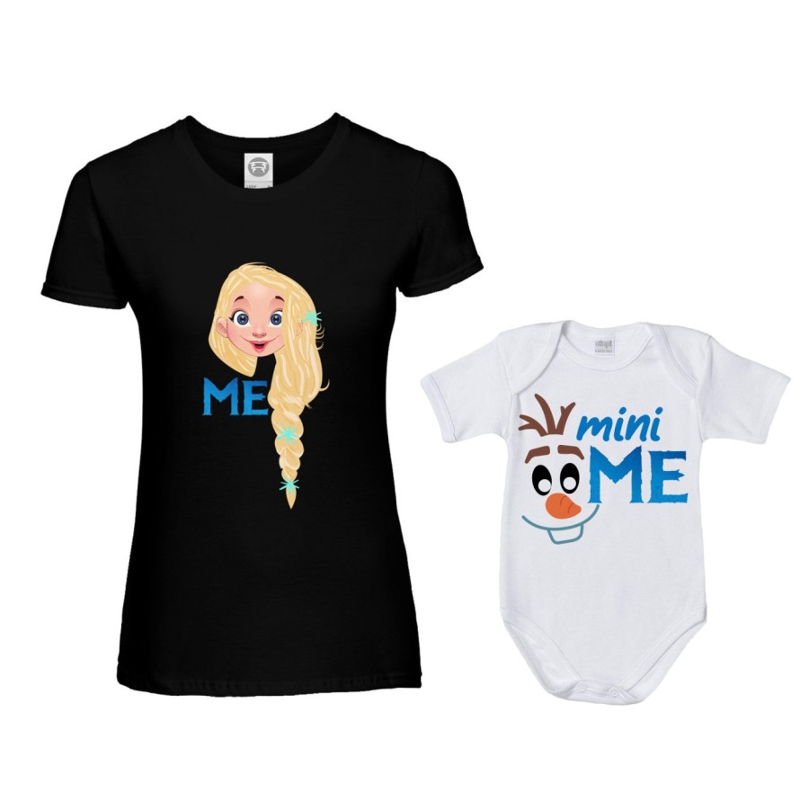 Coordinato t-shirt e body neonato madre figlio me elsa mini olaf Per la mamma