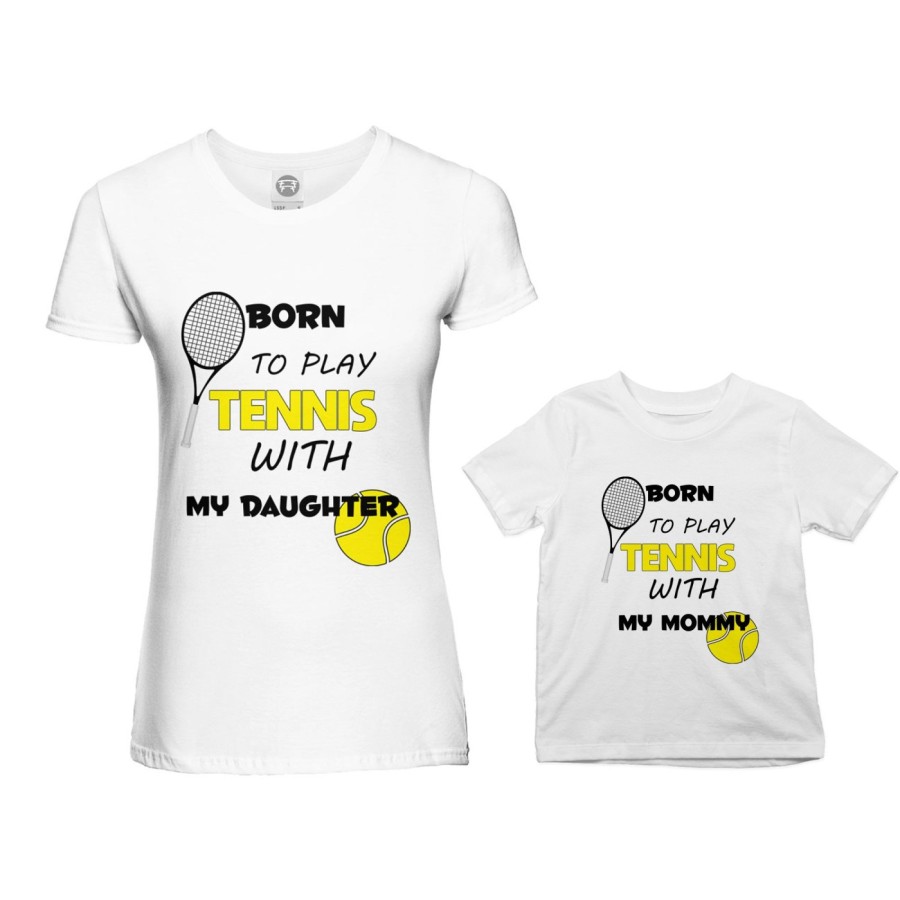 Coordinato t-shirt madre figlio born to play tennis with my son my daughter Per la mamma