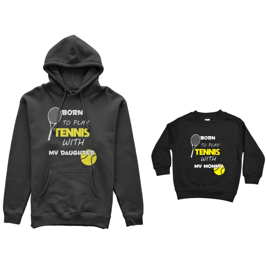 Coordinato felpe madre figlio born to play tennis with my son my daughter Per la mamma