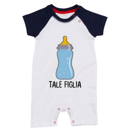 Pagliaccetto neonato tale figlio figlia con biberon