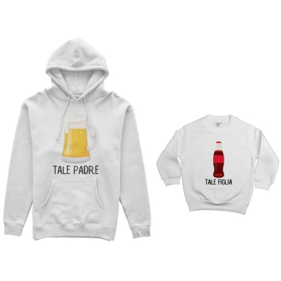 Coordinato felpe padre figlio tale padre con boccale di birra tale figlio con coca cola Per il papà 2