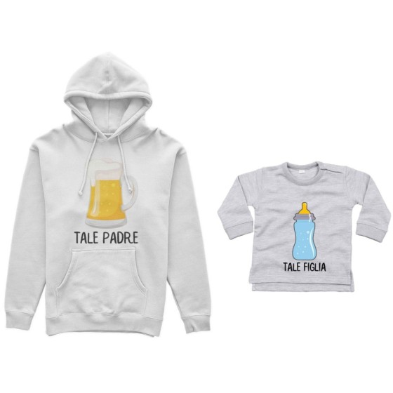Coordinato felpe o body lupetto padre figlio tale padre con boccale di birra tale figlio con biberon Per il papà 2