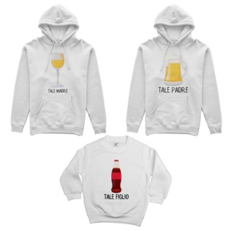 Tris felpe adulti bambino tale padre con boccale di birra...