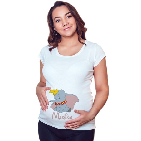 Maglia premaman personalizzata con nome dumbo Cartoon