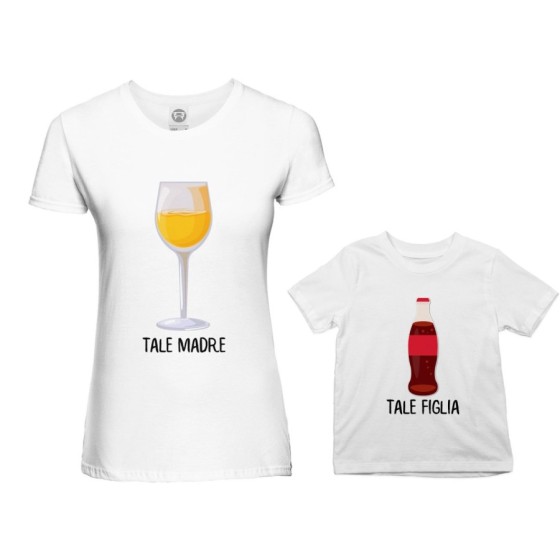 Coordinato t-shirt madre figlio tale madre con bicchiere di vino tale figlio con coca cola Per la mamma