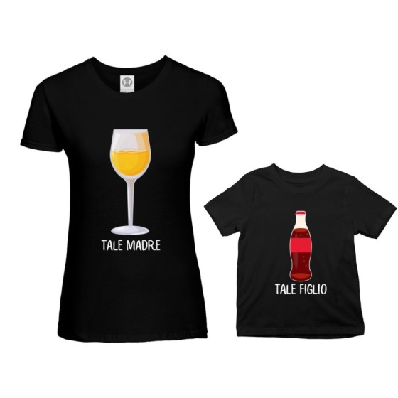 Coordinato t-shirt madre figlio tale madre con bicchiere di vino tale figlio con coca cola Per la mamma 2
