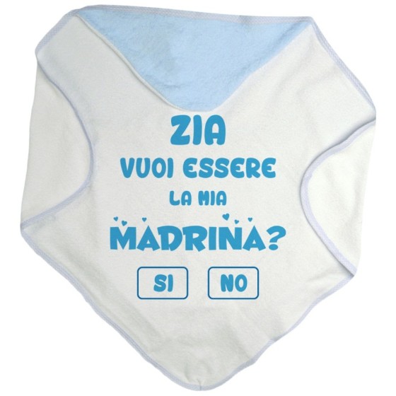 Accappatoio neonato personalizzabile  nome zia zio vuoi essere la mia madrina? Per gli zii
