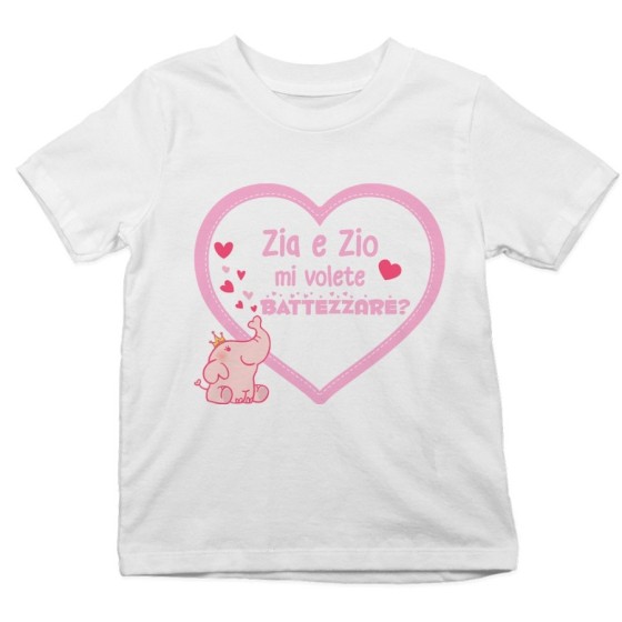 T-shirt bambino personalizzabile  nome zio zii mi volete battezzare? Per gli zii
