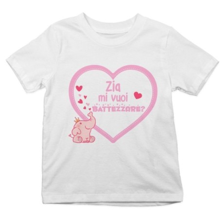 T-shirt bambino personalizzabile  nome zio zii mi volete battezzare? Per gli zii