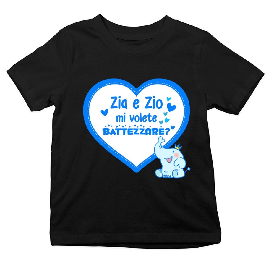 T-shirt bambino personalizzabile  nome zio zii mi volete battezzare? Per gli zii