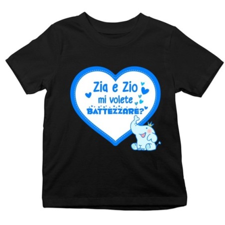 T-shirt bambino personalizzabile  nome zio zii mi volete battezzare? Per gli zii
