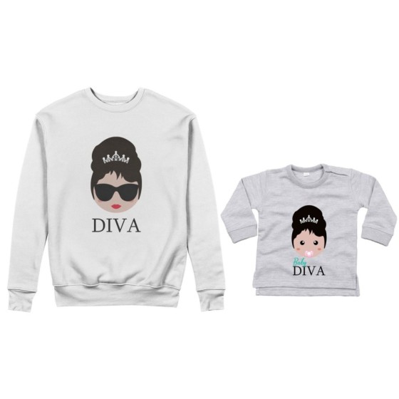 Coordinato felpe o body lupetto neonata madre figlio diva baby diva Per la mamma