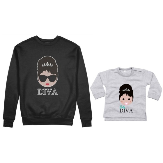 Coordinato felpe o body lupetto neonata madre figlio diva baby diva Per la mamma 2