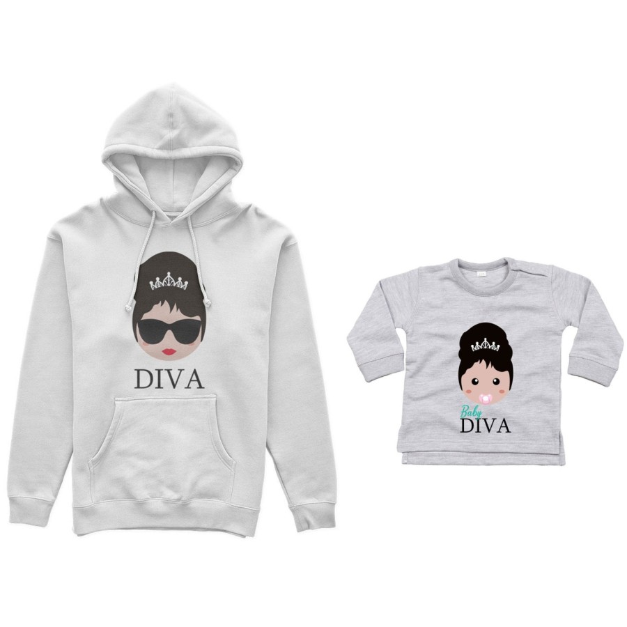 Coordinato felpe o body lupetto neonata madre figlio diva baby diva Per la mamma